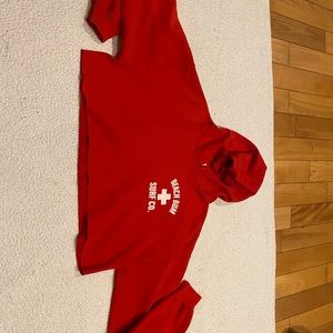 Red cropped hoodie